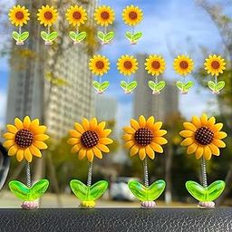 Chuppinz 10pcs Car Dashboard Decoration, Mini Adhesive Bobble Head Sunflower Car Decor Accessories Items for Interior Plant Decoration Home Office Desk Decor-image-68
