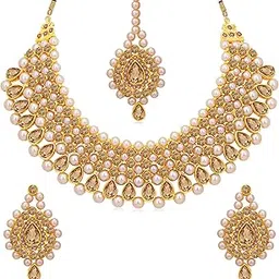 sukkhi Splendid Gold Plated Choker Necklace Set for Women-picture-5