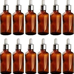 nsb herbals 50 ML Amber Round Empty Glass Bottle + Glass Dropper + Silver Ring + White Silicone Teat, Refillable, Reusable, Leak Proof For Essential Oils, Perfumes (Pack Of 12)-picture-15