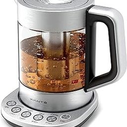 Electric Glass Kettle and Tea Maker with Removable Infuser and Temperature Controls. Brewing Programs for your favorite types of teas and Coffees. Stainless Steel Glass Boiler. BPA-FREE 1.6 liters-30