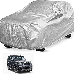 Auto Hub Waterproof Car Cover Compatible with Mahindra Scorpio Classic with Mirror Pockets, Soft Cotton Lining, Scorpio Car Cover Waterproof, Metallic Silver-35