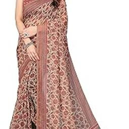 Women's Stylish Cotton Blend Ajrak Digital Printed Saree with Blouse Piece-picture-27