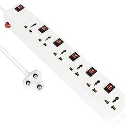 10 Meter (32 Feet) Extension Board | Spike Guard with 6 Sockets & 6 Switches | Junction Box with Switch | Surge Protector | Extension Board with Wire (6 Sockets, 6 Switches)-0