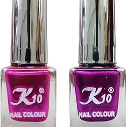 K10 Nail Polish| Metallic Finish Nail Paint|Quick Drying| Non UV Polish - Gel Finish |Chip Resistant Long-Lasting Multicolor Nail paint for Women and Girls | Pink And Purple| Set of 2| (12ml each)-image-78