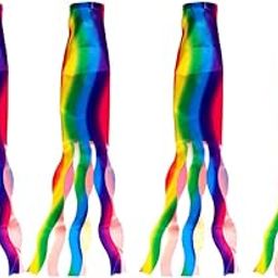 UJEAVETTE 4 Pieces Windsock Polyester Outdoor Garden Wind Sock Decoration 70cm Rainbow-image-84