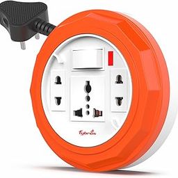 Fybros Comex 3 Pin Extension Cord, Extension Box, Power Strip with International Sockets Extension Board,6 AMP Output, 2 Year Warranty, 5 Meter Heavy Duty Cable, (Multicolor)- Made in India-23