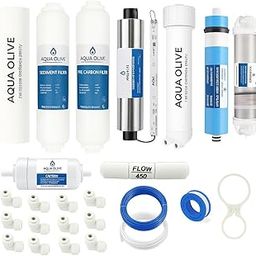 Aqua Olive RO Filter Kit 10” PP Spun Sediment Pre-Carbon Mineral UV Chamber RO Membrane 100GPD 2500TDS Flow Restrictor Pipe Fittings Spanner for All RO UV Water Purifiers-5