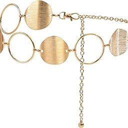 Adjustable Golden Metal Disc & Circle Design Waist Belt for Women Concho Hip Belt for women Saree Waist Belt Adjustable Boho Western Dress Fashion Chain Belts for Dresses, Jeans, Skirts-image-29