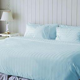 Blue Dahlia 300TC 1CM Stripe Cotton Duvet Cover - Blue, Quilt Cover for Double Bed with Button Closure, Sateen Weave | Razai/Rajai/Blanket/Comforter Cover,(85" x 98") SA 8000, Oeko-TEX Certified-image-23