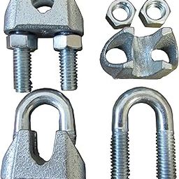 Cable Clamps U-Bolts 50 pcs 1/8" Clamps Steel Aircraft Cable Wire Clip U Bolt-image-6