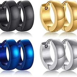 Earrings men boyfriend girls women gents ear studs for men Stainless Steel Piercing Clip on Screw Bali Pierced Hoop Stud Huggie Magnetic earrings for boys silver black gold blue boys earrings-92