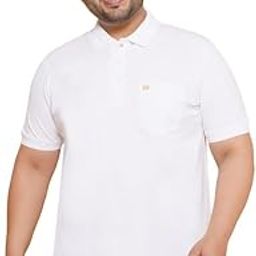 Plus Size Men's Solid Polo Collar White Cotton T-Shirt for Men-image-40