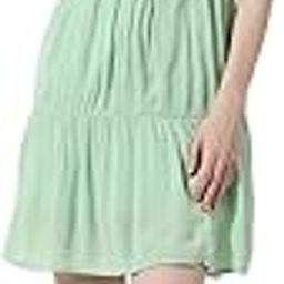 only Women Above The Knee Mandarin Collar Puff Sleeve Fit & Flare Dress-picture-27