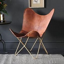 Orbit Art Gallery Leather Living Room Chairs-Butterfly Chair Tan Brown Leather Butterfly Chair-Handmade with Powder Coated Folding Chairs-image-85