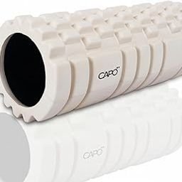 CAPO High Density Foam Roller for Back Pain, Muscle Recovery Stretching Physiotherapy Yoga, Foam Roller for Exercise Gym, Deep Tissue Massage, Myofascial Release Massage Roller, 33cm (Beige-Black)-17