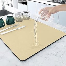 Cortina Dish Drying mat for Kitchen, Water Absorbent Mat, Drying Mat for Kitchen Utensils, Water Absorbent mats for Kitchen Items (40 * 30 cm), Beige-27