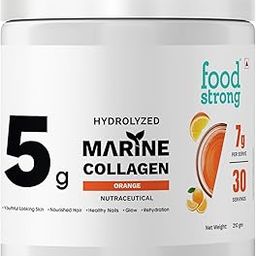 Foodstrong Hydrolyzed Marine Collagen Powder – Orange Flavour | 30 Servings | Supports Skin Hydration, Hair Nourishment & Glow | 210g-image-82
