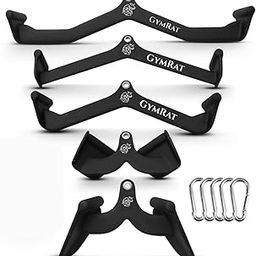GYMRAT™ LAT Pulldown Attachments, Thickened Ergonomic Back Tricep Training Handle, LAT Pull Down Bar for Press Down Exercises, Cable Attachments for Gym and Home (Set of 5 Handles + 5 Pieces Snaphook)-18