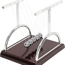 Viraaji Newton Cradle Pendulum | Metal Perpetual Motion Toy & Swing Balance Collision 5 Ball | Figurine Physics Gadget with Polished Plastic Base & Nylon Strings for Office Desk (Multicolur)-12