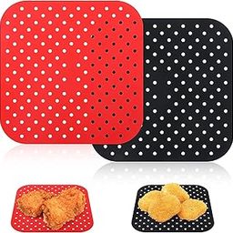 Trifecta Silicone Air Fryer Liners Non Stick and Easy Clean Air Fryer mats, Pad, Accessories Parchment Paper Replacement for Air Fryer Basket Air Frying, Steaming and Oven Baking Pack - 2 (Square - 7.5 IN)-30