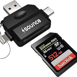 Sounce 5 in 1 SD TF Card Reader Type C USB 3.0 and Lighting Ports Memory Card Reader OTG Adapter Compatible with SDHC SDXC MMC RS-MMC and Micro SDXC for iPhone & Android Phone - Black-26
