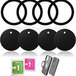 BIJASANI Self-Adhesive Metal Plates and Rings Use for Magnetic Phone Holder, Strong Hold Magnetic Metal Rings/Plates (4 Plates, 4 Rings)-25