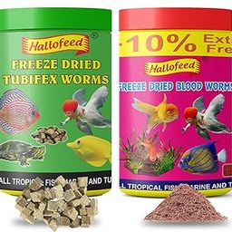 Hallofeed Bloodworms And Tubifex Worms Pellets For Fish, 10Gms And 12Gms, Combo Pack For All Life Stages, Pellet, Fish-picture-15