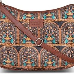100% PeTA Approved Vegan Leather Royal Indian Peacock Print Shoulder Bag for Women-6