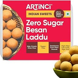 Artinci Sugar Free Besan Ladoo, No Added Sugar, No Maida, Made with Pure Desi Ghee, Diabetic Friendly Laddoo, Healthy Indian Sweet Low GI Mithai, 10% Protein per serving– (200 gms) (Pack of 1)-image-34