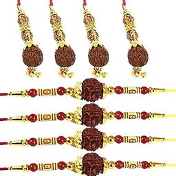 Forty Wings Set Of 8 Pcs Rudraksh Rakhi Combo For Brother And Bhabhi Bhaiya Bhabhi Sister Rakhi Set Bhabhi Sister Bangle Hanging Rudraksh Lumba-image-68