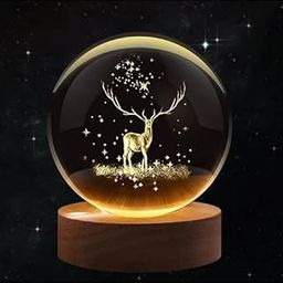 KRIVAZ 3D Night Deer Forest Lamp Ferris Wheel Light with Stand Ouch Control and USB Rechargeable Gift for Boy Girl Friends Valentines Day Christmas (Crystal Deer Light), led-image-93