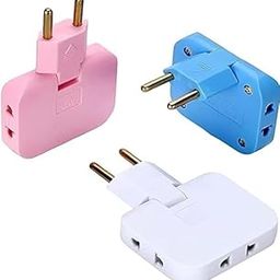(Pack of 3) Rotate Plug EU Converter 3 in 1 Rotatable Outlet Extender 180 Degree Extension Plug with Foldable Multi Plug Mini Slim Wireless Outlet Adapter(Multicolor)-8
