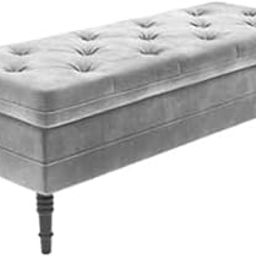 Tufted Storage Ottoman Bench, 120 cm Long, Cream White Fabric, Diamond Button Design (Grey)-image-15