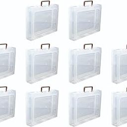 SHYONA Multipurpose Plastic Rectangular Storage Boxes with Locks and Handle Matte Finish for Saree, Laptop, Books (Set of 10, Bahurani)-image-34