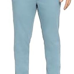 Tapered Fit Storm Blue Cotton Stretch Peach Twill Trousers-image-94