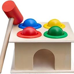 KJOY Toys Wooden Hammer Ball Knock Pounding Bench with Box Case Fine Motor and Dexterity Skills Early Educational Toy Set for Kids 1+ Years|Montessori Roll Ball Toy for Toddlers 1-3 Years-12