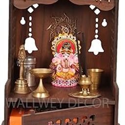 HOMEWEY DECOR Wooden Home Temple Handcrafted Support Heavy Idols Luxurious Finish Pooja Mandir for Home & Office Wall Mount Mandir for Pooja Room (TEMPLE0201S)-29