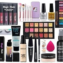 Magic Huda Professional Waterproof HD Beauty Parlour Makeup Kits Combo For Women & Girls With All Products In 1 Set, Gift Set for Women (Medium) Long Lasting | Full Coverage | Bridal Makeup Kit for Women, Makeup Kit For All Skin Tone (16 items makeup combo in the one set)-image-56