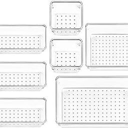 Kuber Industries Storage Organizer Set | 7 Piece Set | Kitchen Organizer | Makeup Organizer Tray Set | Desk Drawer Divider Tray | Multi-Purpose Organizer Set | Stationery Organizer | Transparent-image-28