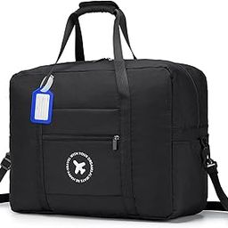 Travel Duffel Bag, Large Capacity Short Distance Single Shoulder Travel Bag for Boarding Flight - Foldable Waterproof Luggage Storage Bag,Personal Item Carry-On Luggage Bag, Black-image-63