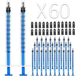 Salco 60 Pack 1ml Plastic Syringes Separate Sterile Packaging Syringe Without Needle with Caps,Suitable for Scientific Labs Measurement, Measuring, Dispensing, Watering, Refilling (60 Pack 1ml)-17