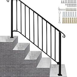 Adjustable Handrails for Outdoor Steps, Handrail Picket #4 Fits 4 or 5 Steps, Mattle Wrought Iron Handrail, Stair Rail with Installation Kit for Outdoor Steps-image-39