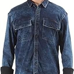 Dark Navy Denim Double Pocket Shirt-image-11