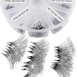 BID Eyelasehs extension kit, Premade Fans Eyelash Extension 500 Fans Handmade Loose Volume Lashes Mutiple Options 6D Pre-made Fans 0.07 Thickness DD Curl (500PCS-8D-0.07-DD, 8-15mm)-image-30