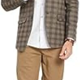 Checked Single Breasted Notched Lapel Collar Suede Blazer-picture-1