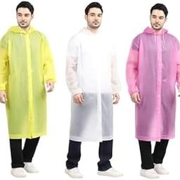 Unisex Waterproof Raincoat with Hood | Lightweight Rainwear Poncho with Full Sleeves for Men, Women, Boys & Girls | Travel, Camping, Hiking | Multicolor (Pack of 3)-34