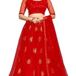 Akshar wear Women's Embroidered Net Semi-Stitched Lehenga Choli | Ethnic wear for women | Net lehenga choli-image-58