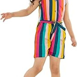 Girls Striped Cotton Waist Tie-Ups Sleeveless Jumpsuit…-image-59