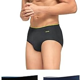Men's Underwear Uno IntelliSoft Antimicrobial Micro Modal Brief Pack of 3 (Dress Blue ; Coral Grey ; Black; S)-picture-52