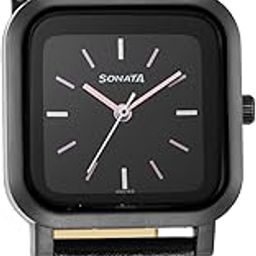 Pop Black Dial Women Watch with Leather Strap-NS87037PL05W-image-15